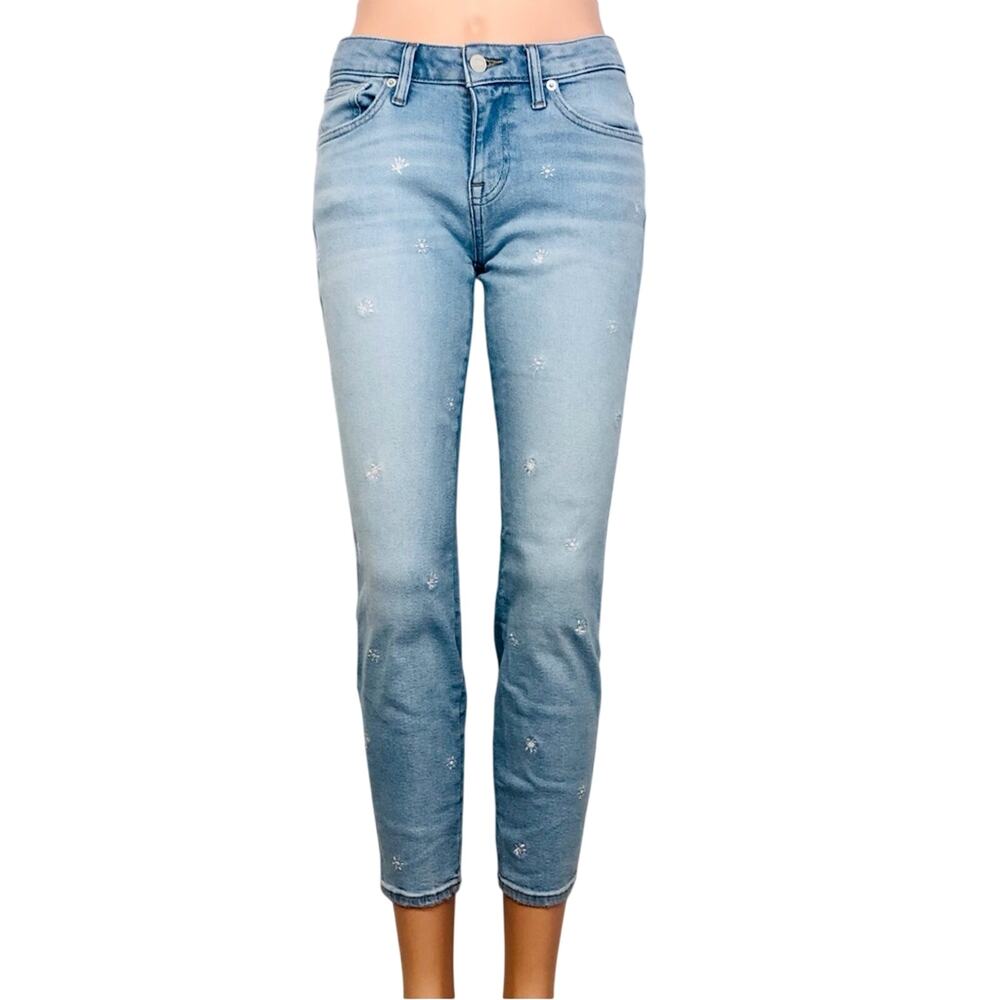 Lucky Brand Lolita Low Rise Skinny Jeans Light wash embroidered white flowers